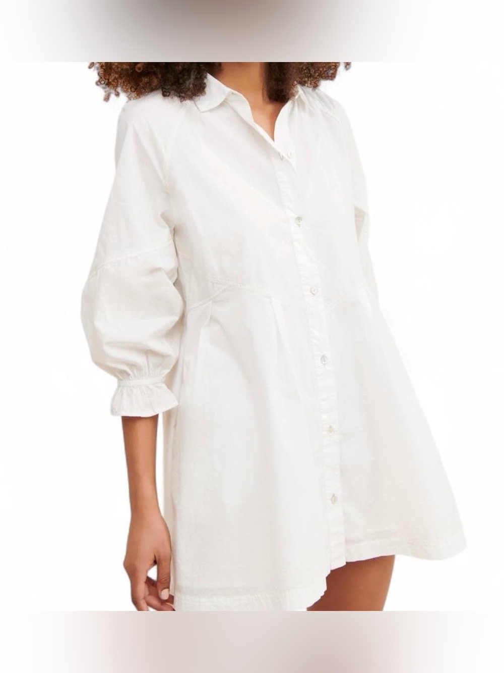 Free People Hannah White Cotton Poplin Mini Dress